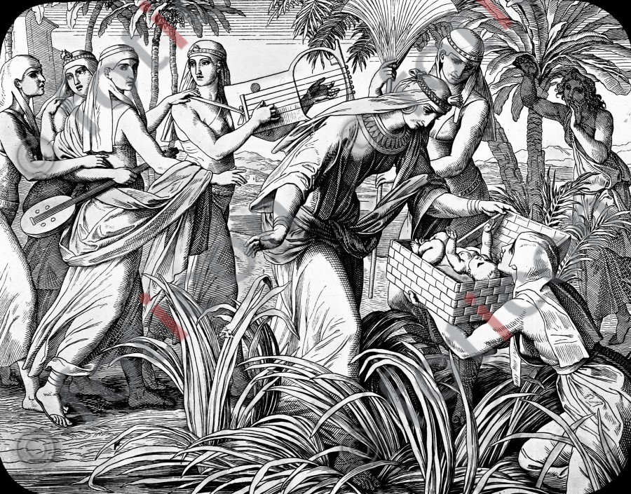 Die Auffindung des Moses | The Finding of Moses - Foto foticon-simon-045-sw-042.jpg | foticon.de - Bilddatenbank für Motive aus Geschichte und Kultur
